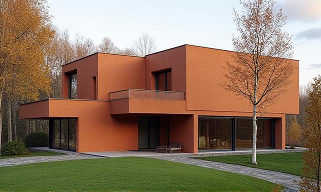 Modernes Wohnhaus in Graz mit Lehmfassade